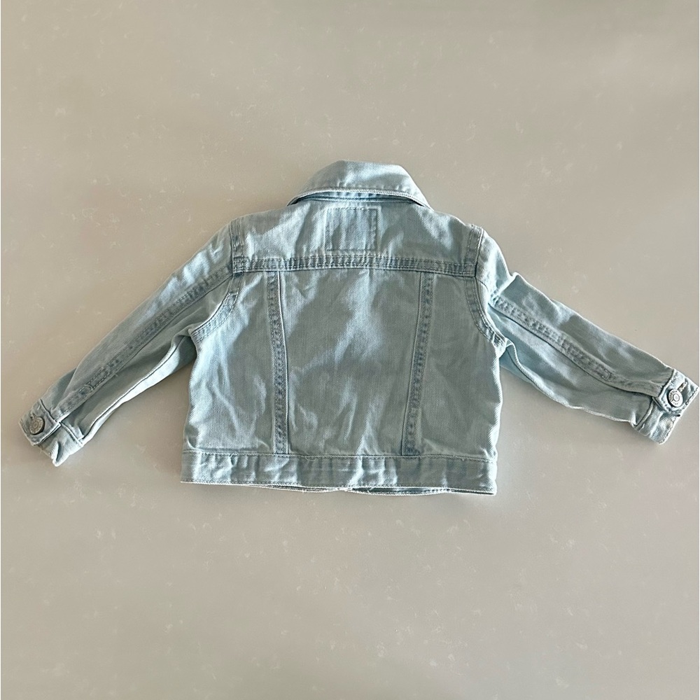 🌸 OshKosh B’gosh Denim Jean Jacket Embroidered Flowers Size 12M - Picture 10 of 13